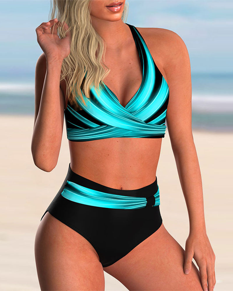 Liliana | Cross-neck bikini set with print