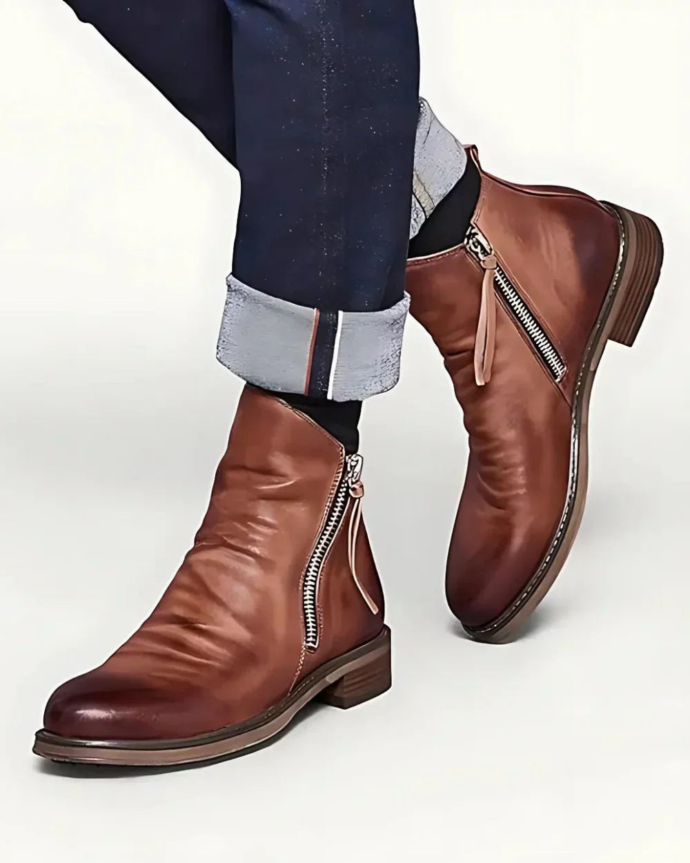 Leonardo | Side Zip Leather Ankle Boots