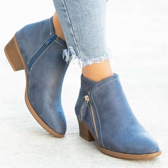 Georgia | Suede Low-top Heels with Zip