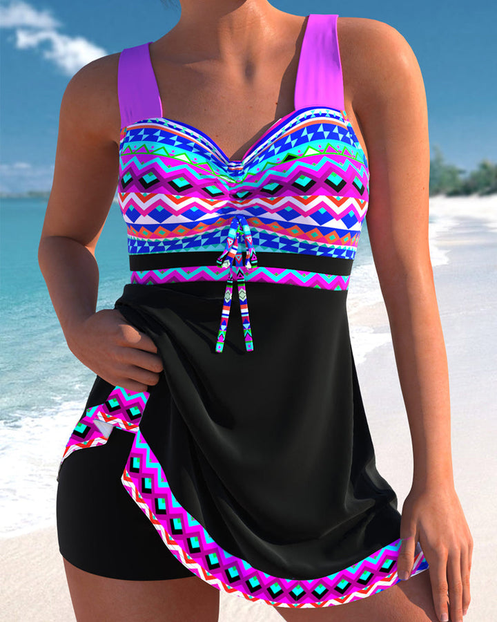 Teodora | Swimsuit with laces and striped print