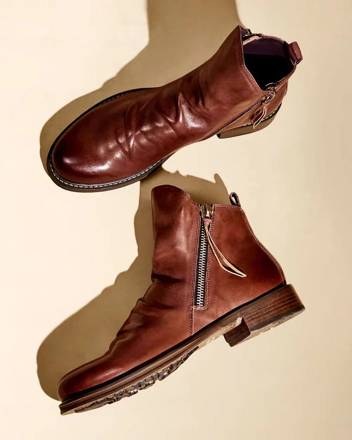 Leonardo | Side Zip Leather Ankle Boots