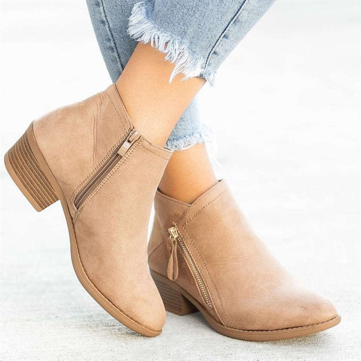 Georgia | Suede Low-top Heels with Zip