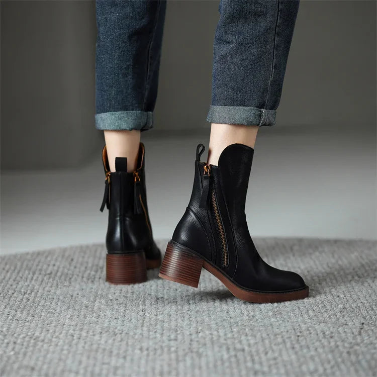 Stacey | Bottines en cuir avec fermeture éclair