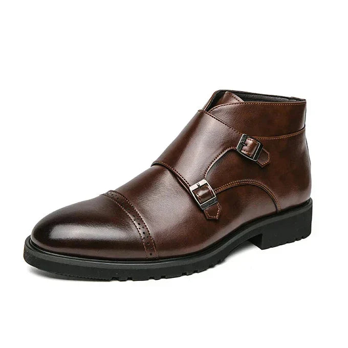 Darell | Leather double monk boots with straps