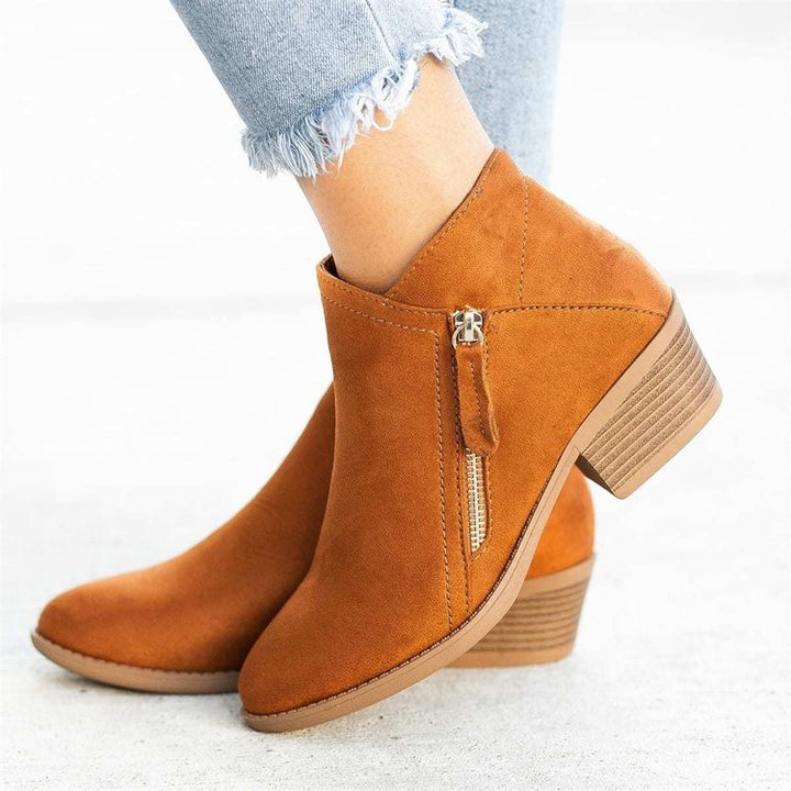 Georgia | Suede Low-top Heels with Zip