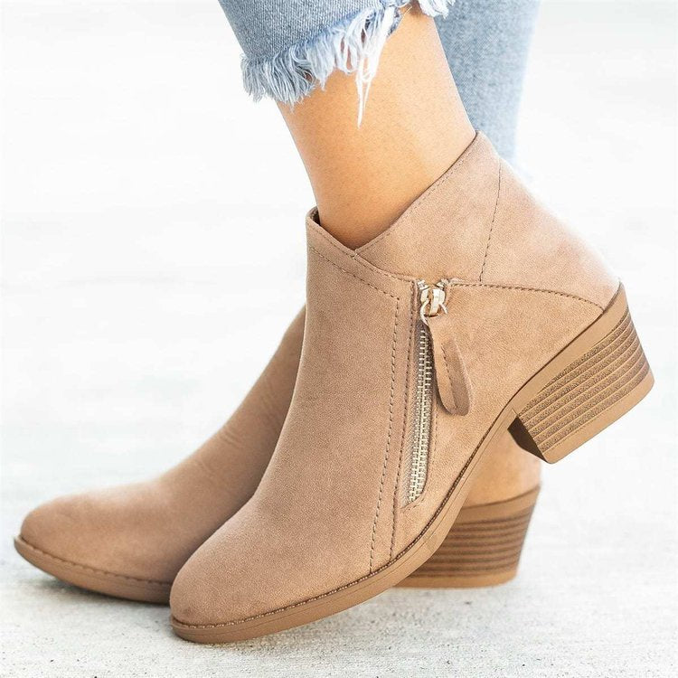 Georgia | Suede Low-top Heels with Zip