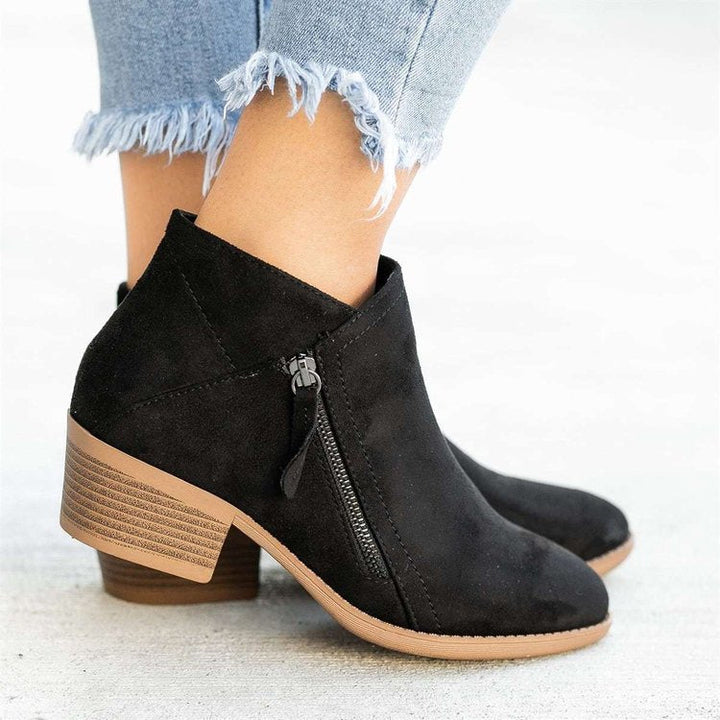 Georgia | Suede Low-top Heels with Zip